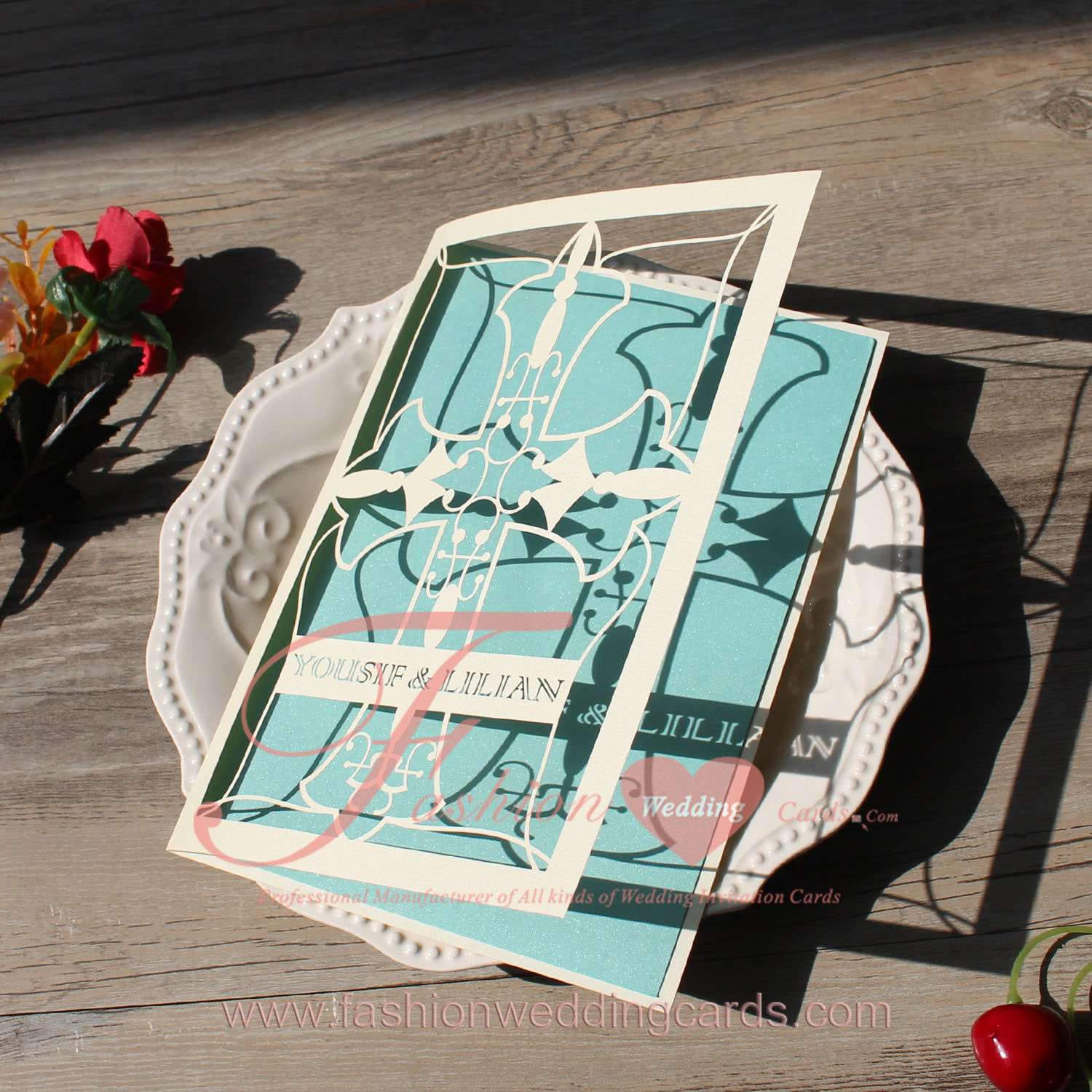 Affordable Laser Cut Cross Wedding Invitations